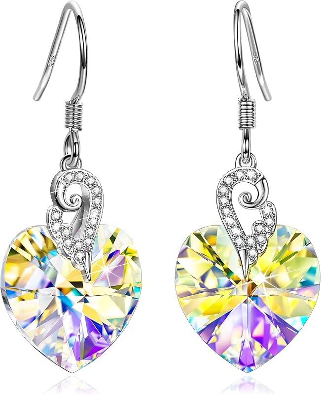 Kate Lynn Angel Wings 925 Sterling Silver Heart Earrings